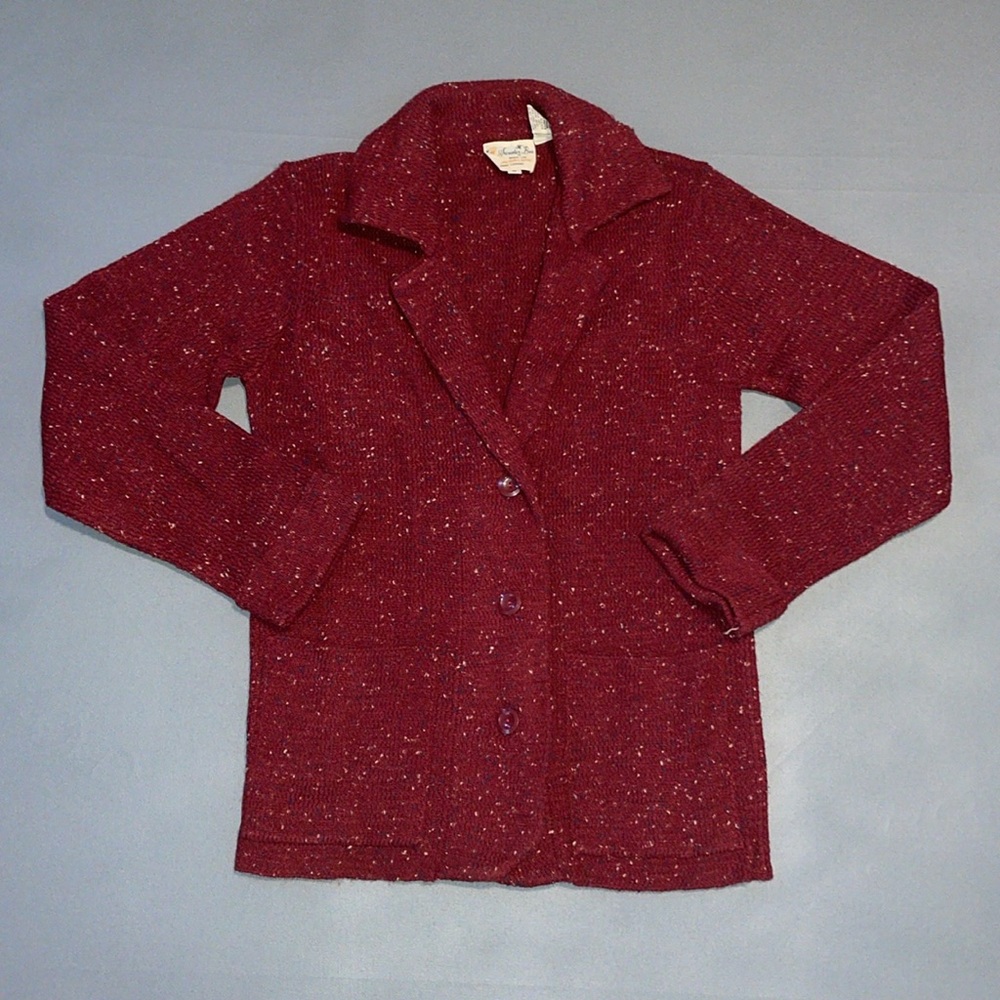 Vintage 70s Sweater Bee Hand Loomed Cardigan